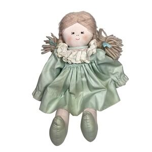 House of Hatten Rag Doll Mint Green Dress Lace Collar Yarn Hair Pigtails Plush